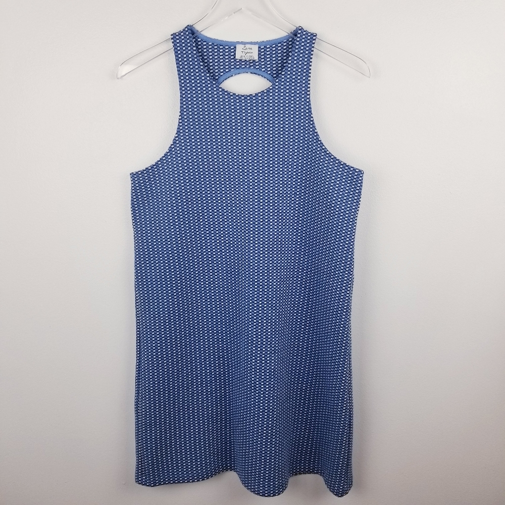 Zara Trafaluc Blue & White Sleeveless Tank Top Dress size Medium